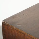 Antique English oak secretary from the 18th century with a stepped interior