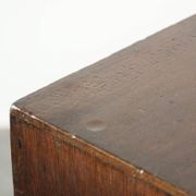 Antique English oak secretary from the 18th century with a stepped interior