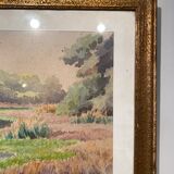 Tableau ancien, paysage signé Andrée Bouchard XX siècle