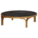 Danish coffee table from the mid-20th century, wooden frame and ceramic tiled top.