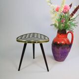 Side table, flower table, small triangle shaped table, checkered, vintage 50s inspired