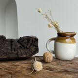 Small two-tone white and brown pitcher Made in China