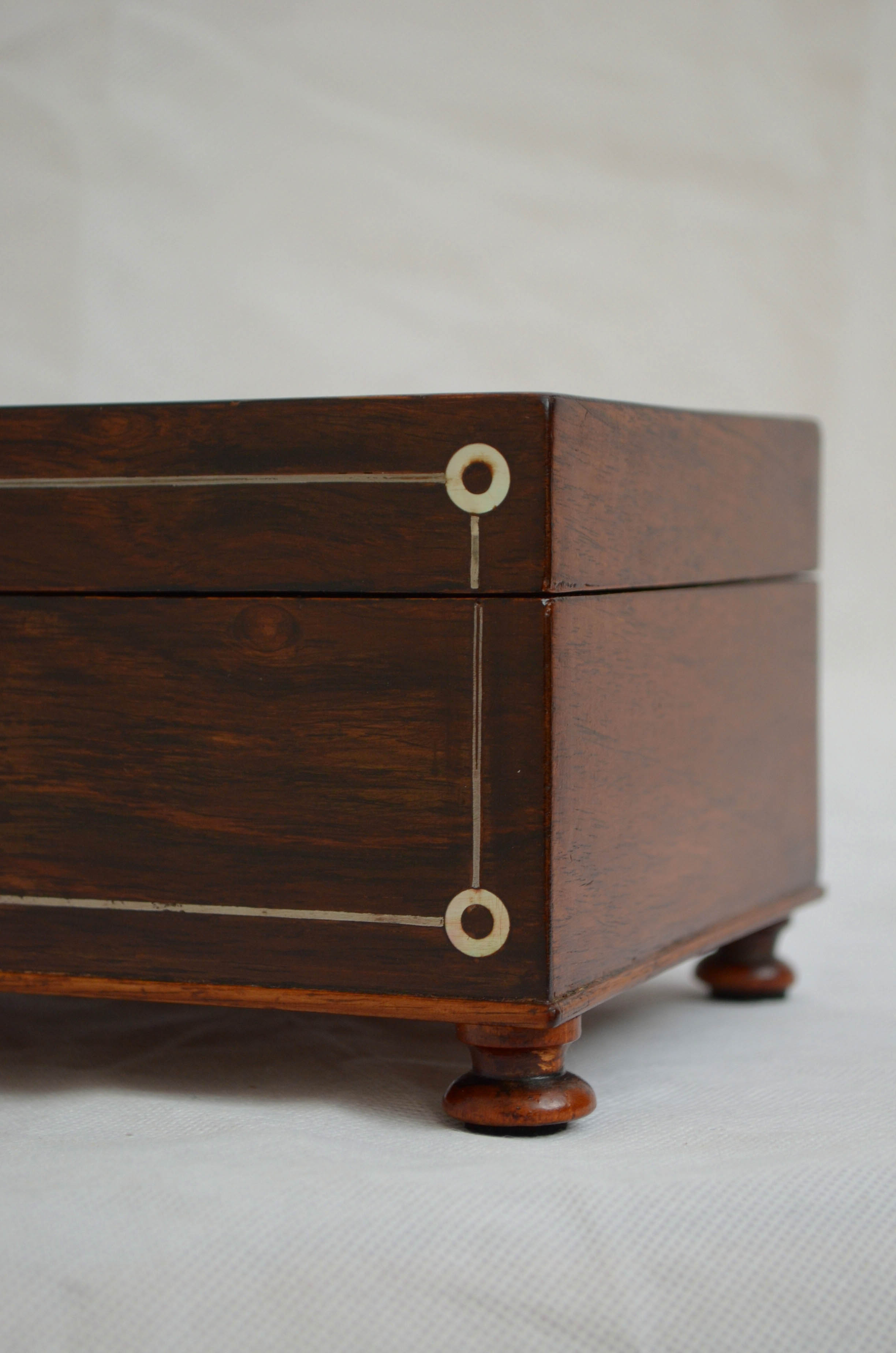 Victorian rosewood jewellery box with tray