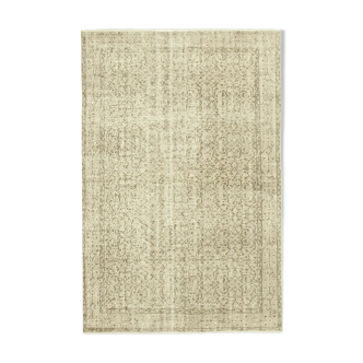 Tapis beige turc vintage noué à la main 175 cm x 266 cm - 38905