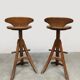 Vintage brutalist wooden bar stools