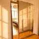 Coiffeuse vintage - mid century années 50 en sycomore ondé miroir triptyque