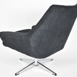 Mid-century armchair Shell, Deutsche Democratic Republic, DDR, 1960s, Black Cord, Chrome
