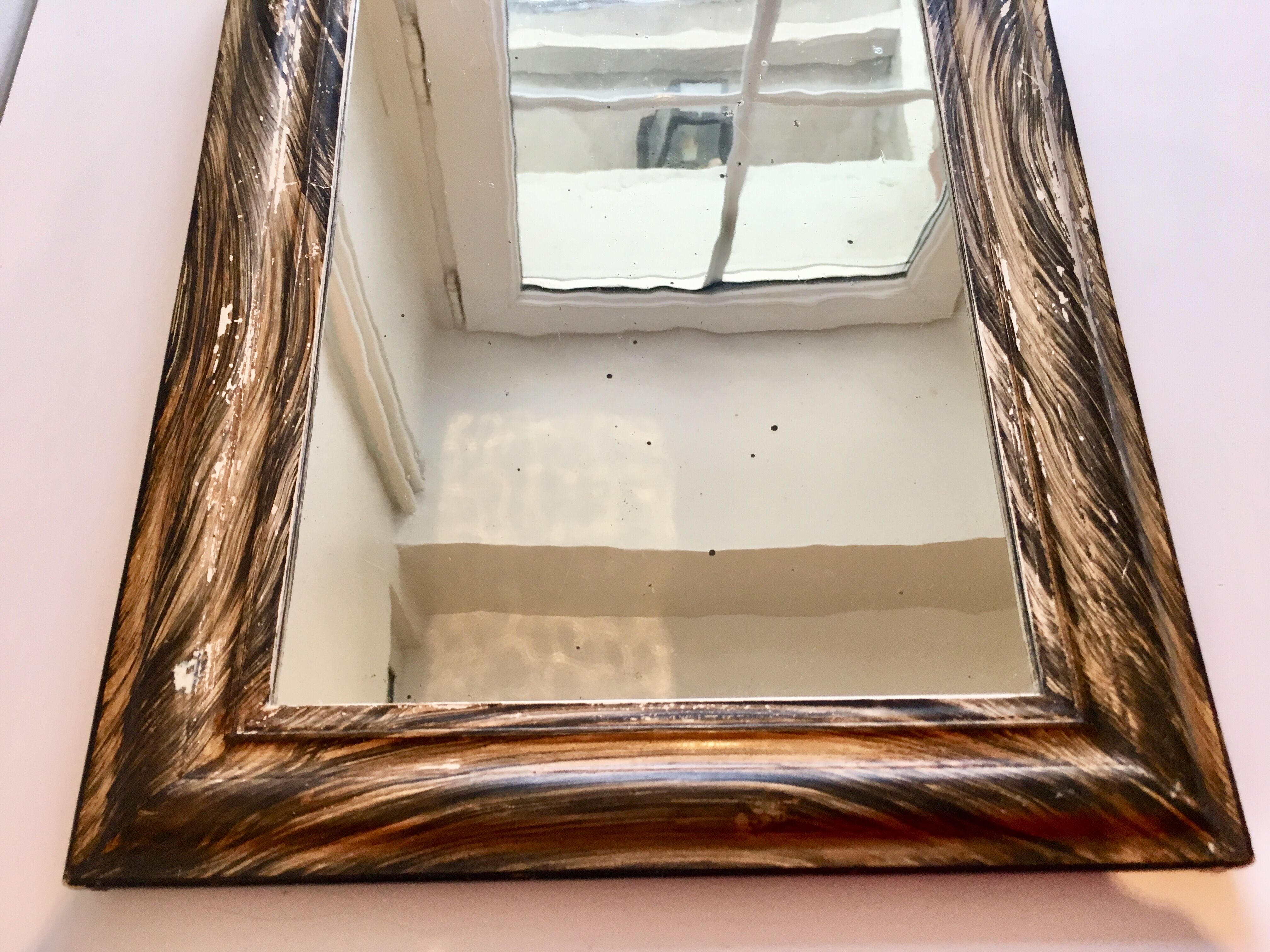 Blackened wood mirror patina effect 50x38cm