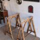 Pair of vintage rattan trestles