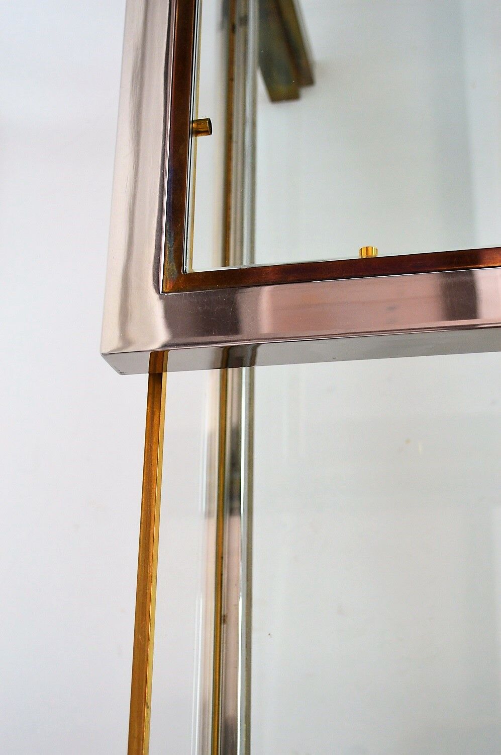 Coffee table in brass and chrome with folding top compartment to House Jansen 1970 s