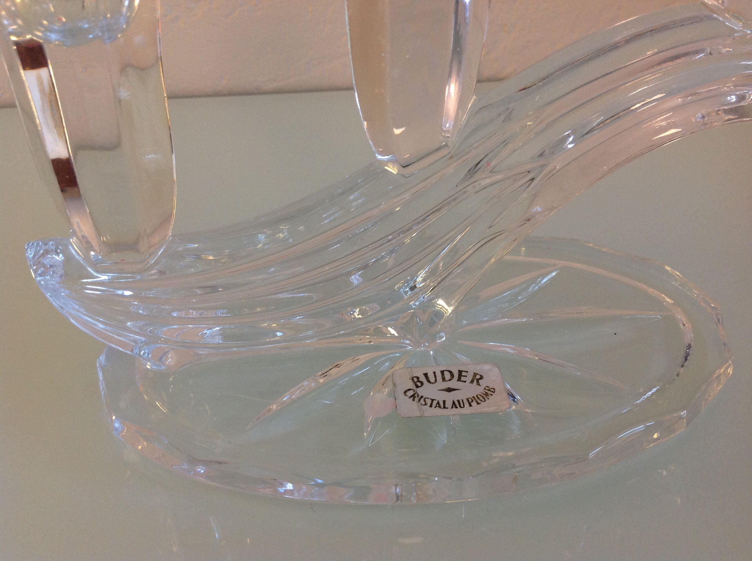 Crystal three-headed candlestick by Buder, vintage 60/70