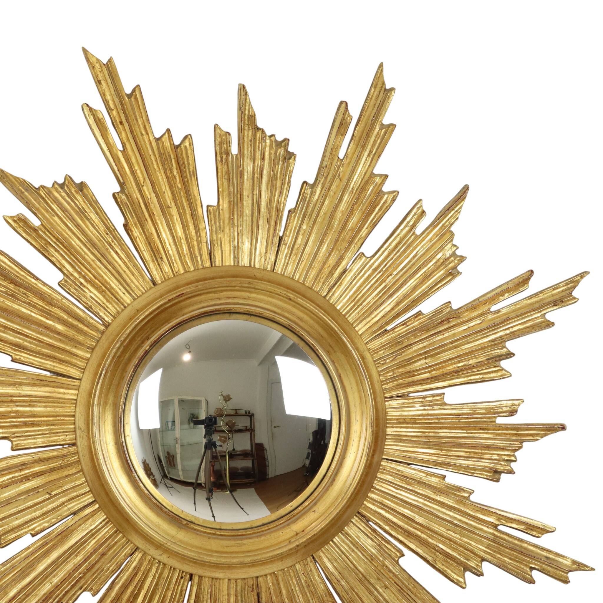 Deknudt Sunburst Sun Mirror Gilded Wood Sixties 69cm
