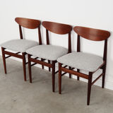 Set of three teak chairs, danish design, 1970s