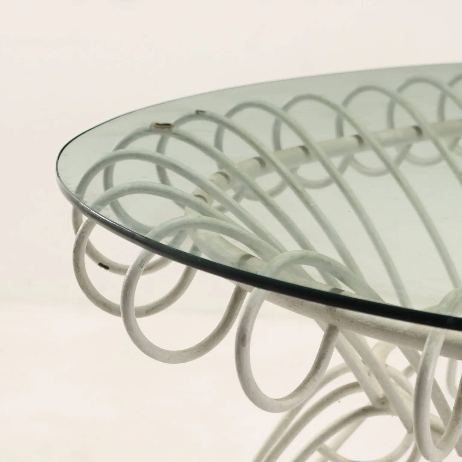 Vintage white enamelled iron garden table, Italy, 1960s