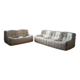 Set of two white leather sofas "Kashima" Ligne Roset designed by Michel Ducaroy
