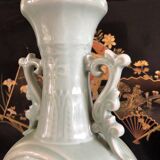Bianhu Gourd Vase with handles Celadon porcelain/Relief decorations/China Qing dynasty late 19th century