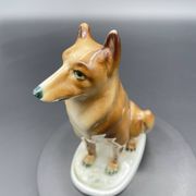 Vintage porcelain sitting dog Zsolnay Pécs – Hungary, 1960s