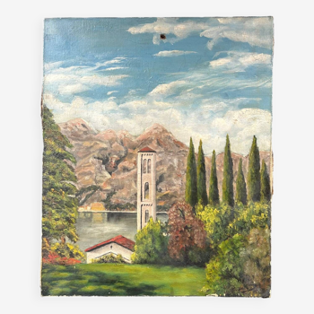 Old landscape painting of Tuscany