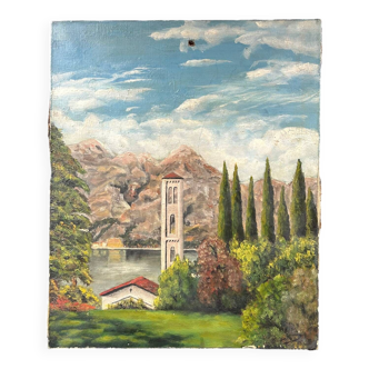 Old landscape painting of Tuscany