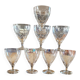 8 verres à pied anciens en verre gravé
