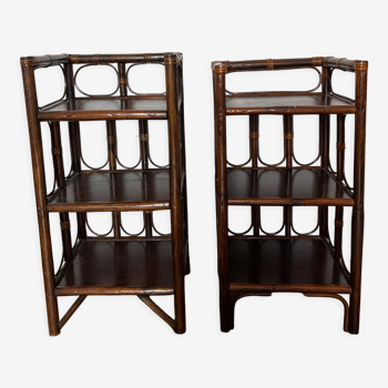 Pair of rattan shelves from the 70s