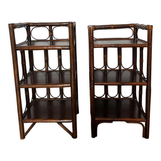 Pair of rattan shelves from the 70s