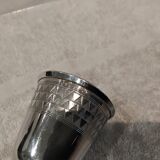 Silver egg cup 950, Art Deco style, triangular frieze, silversmith Tirbour