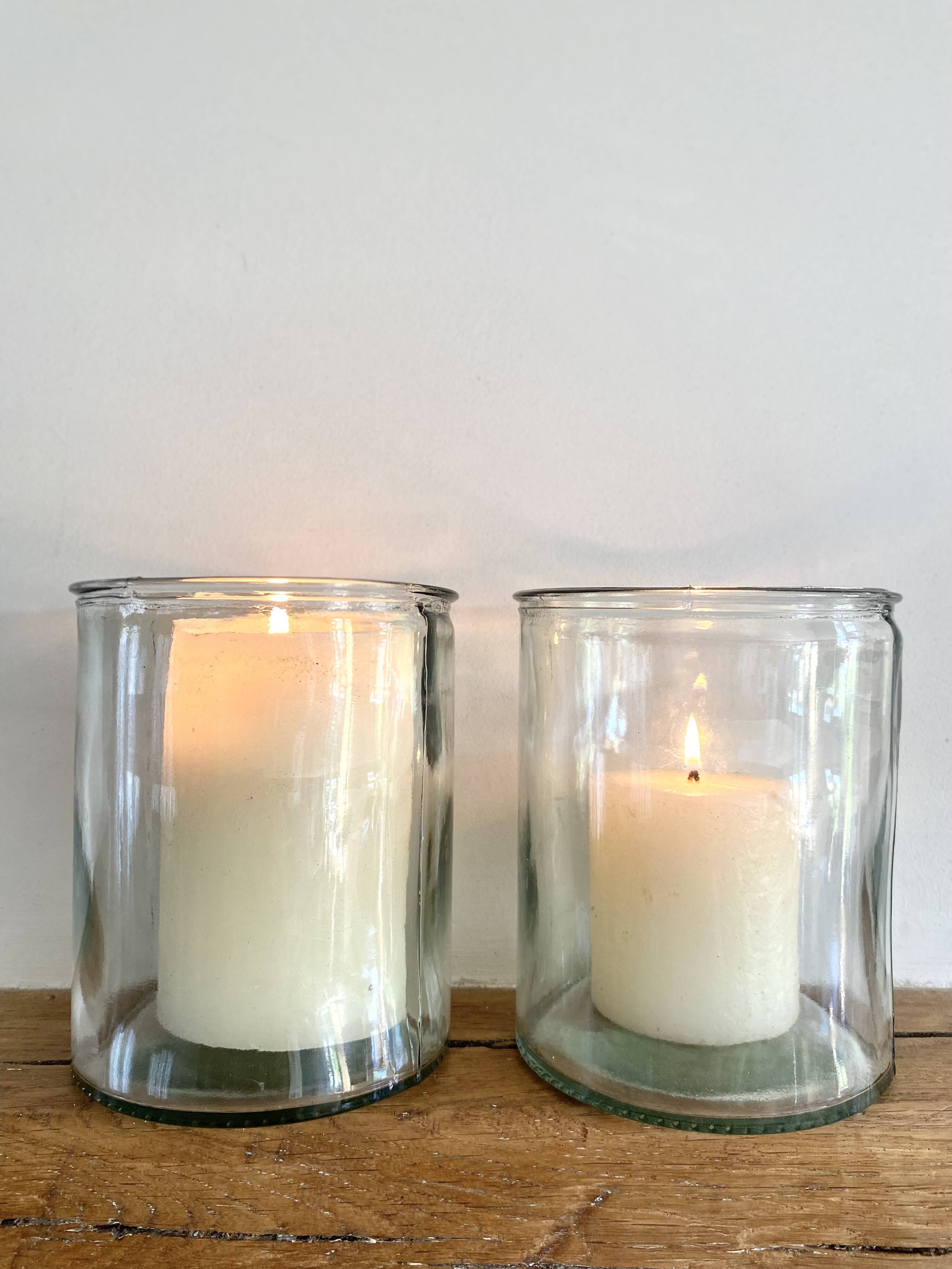 Duo glass tealight holders for candles