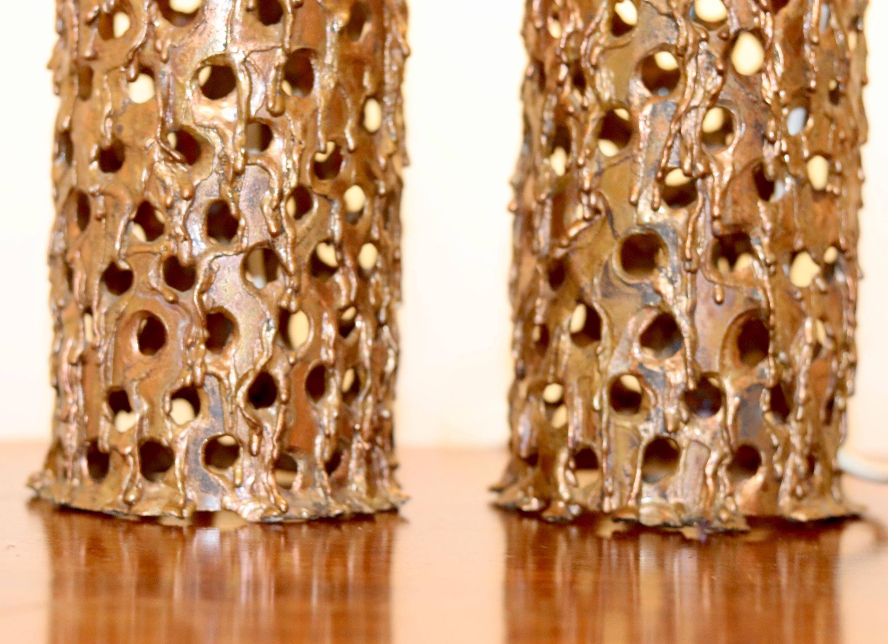 Paire de lampes de table brutalistes