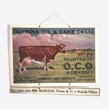 Old lithographed advertising plate 1950