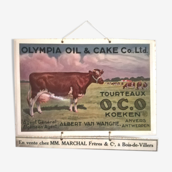 Plaque publicitaire lithographiée ancienne 1950