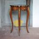 Wooden bedside table with marquetry and bronze, side table with curved legs