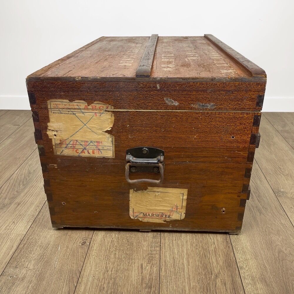 Old wooden transport trunk
