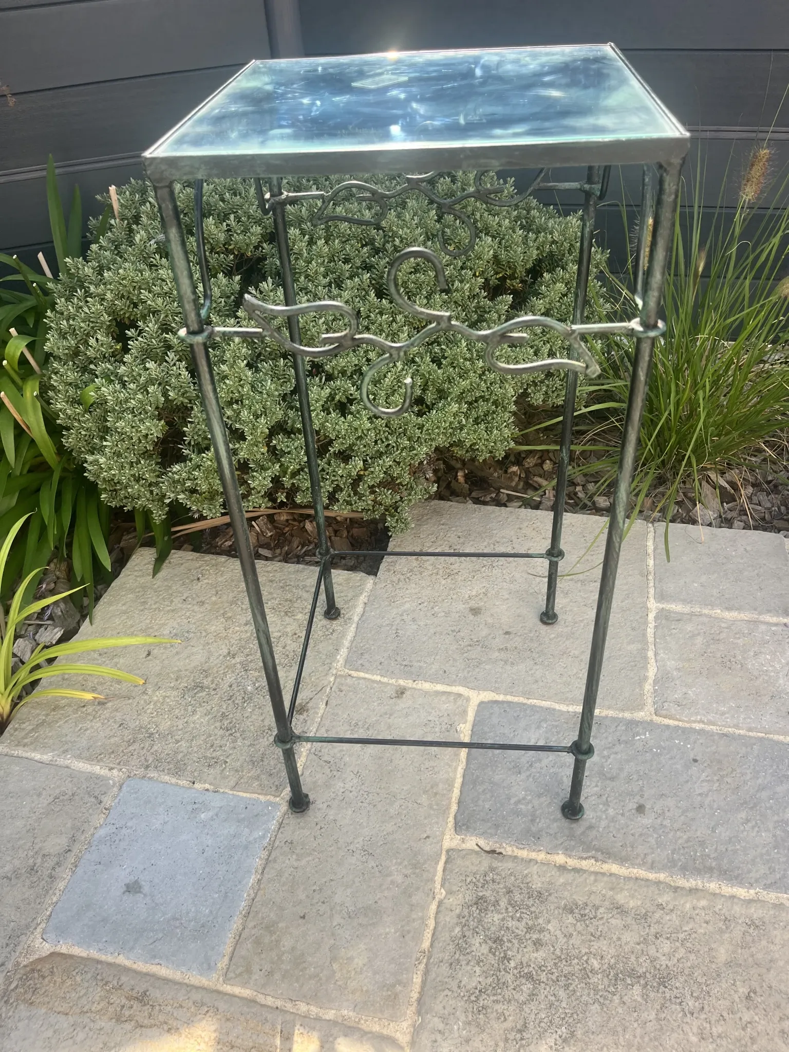 Stands / Nesting tables in patinated wrought iron with antique glass Olivier CORRO