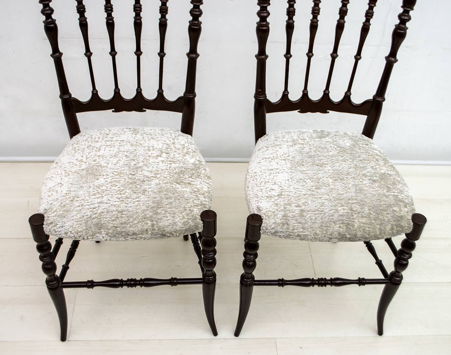Pair of Gaetano Descalzi Midcentury Italian Chiavari High Back Chairs, 1950