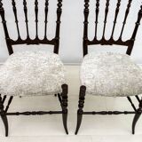 Pair of Gaetano Descalzi Midcentury Italian Chiavari High Back Chairs, 1950
