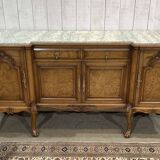 SOUBRIER Chippendale sideboard in oak, elm burl and marble