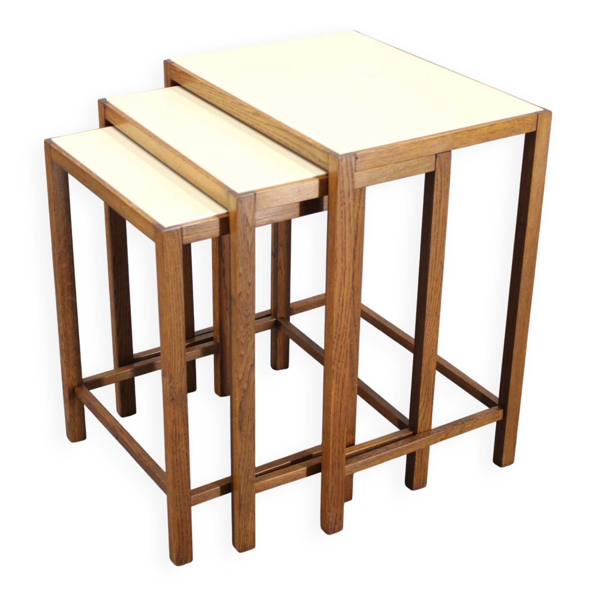 1940s Art Deco Nesting Tables with Opaxy Glass Top, Czechoslovakia