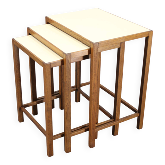 1940s Art Deco Nesting Tables with Opaxy Glass Top, Czechoslovakia