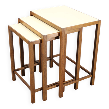 1940s Art Deco Nesting Tables with Opaxy Glass Top, Czechoslovakia