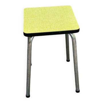 Vintage Yellow Formica Stool with Chrome Legs — 1960s/70s