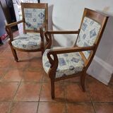 Pair of 19th century restoration armchairs in cherry wood