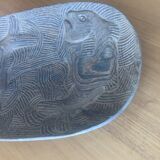 Wenge monoxyl carved dish decorated with fish