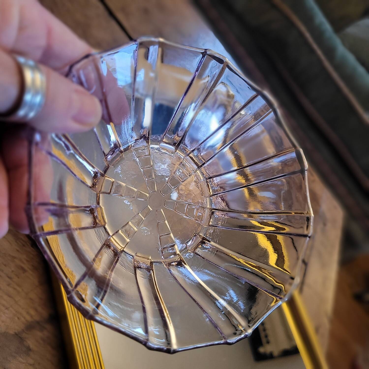 Pair of pressed glass cups – Art Deco 1930s