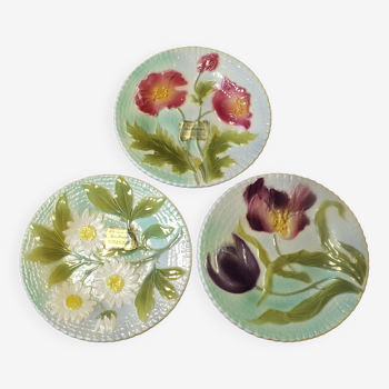 Set of 3 St Clément flower slip plates