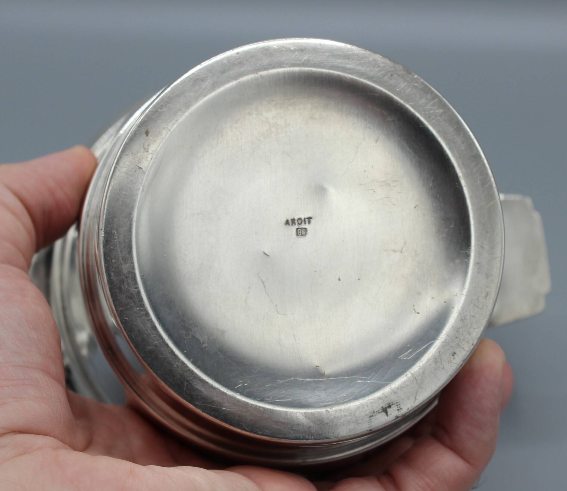 small champagne ice bucket cooler silver metal bottle art deco