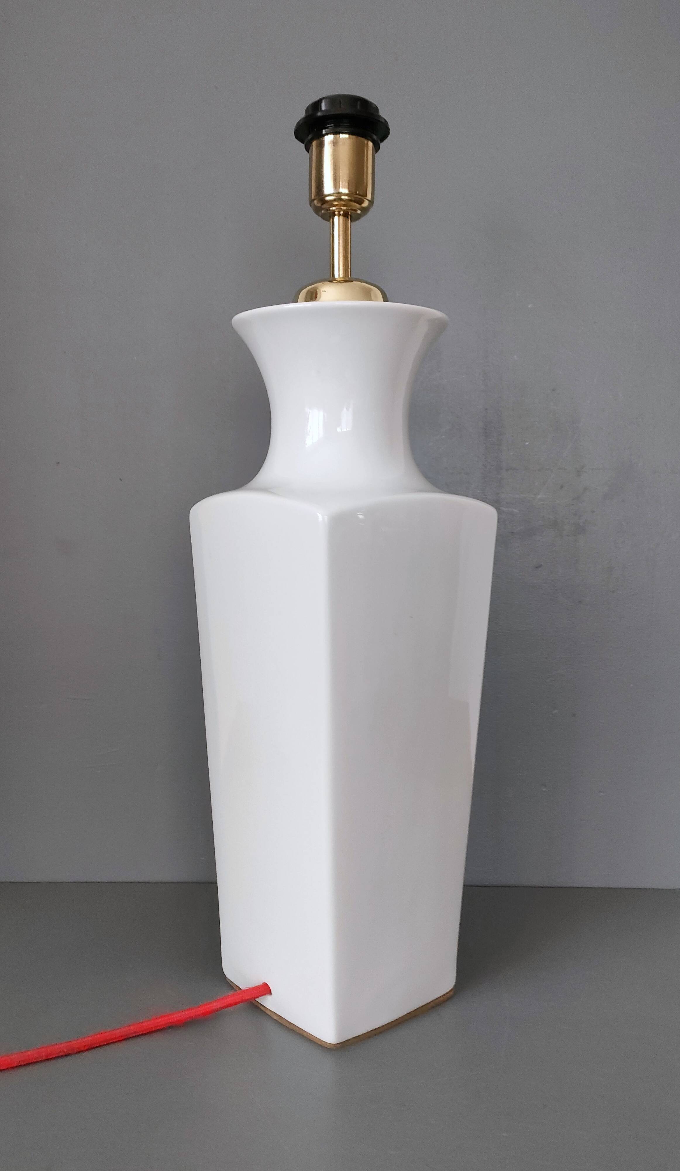 Importante lampe en porcelaine de Chine - blanc émaillé - design 50's