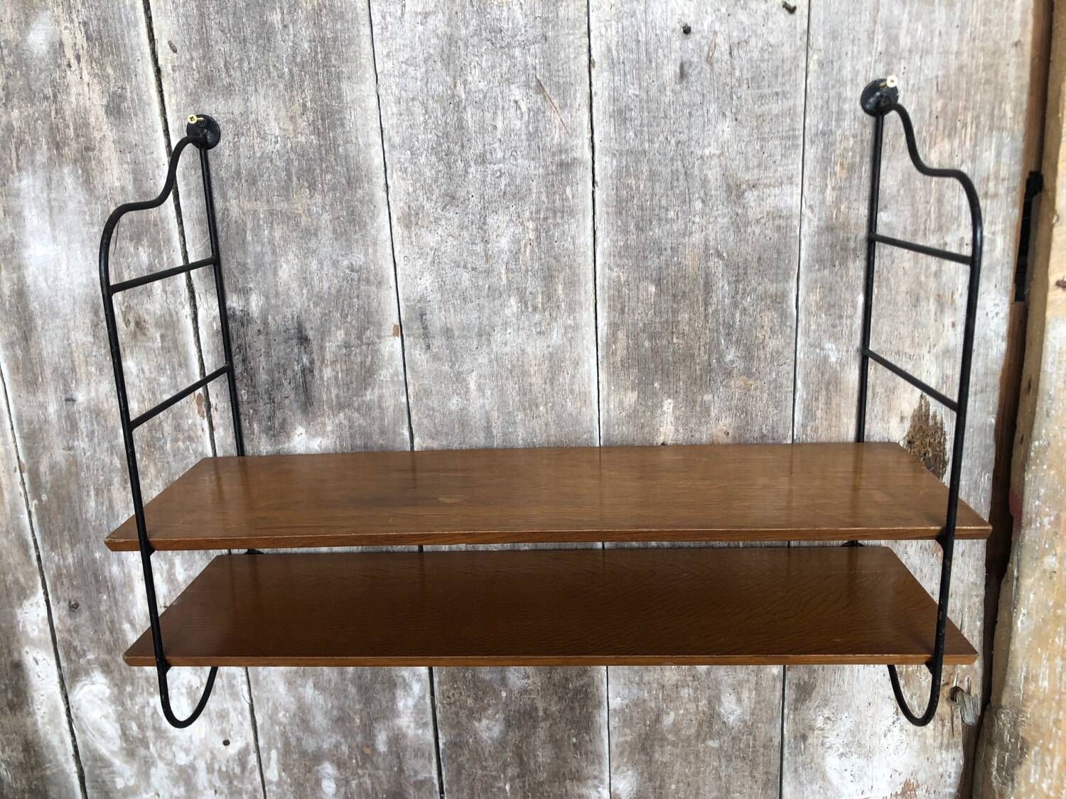 Old tomado modular wall shelf black metal + vintage wood