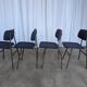 Set of 4 Vintage Stol Kamnik School Chairs Blue Upholstered Retro Dining Ch