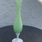 Vintage green and white opaline soliflore vase
